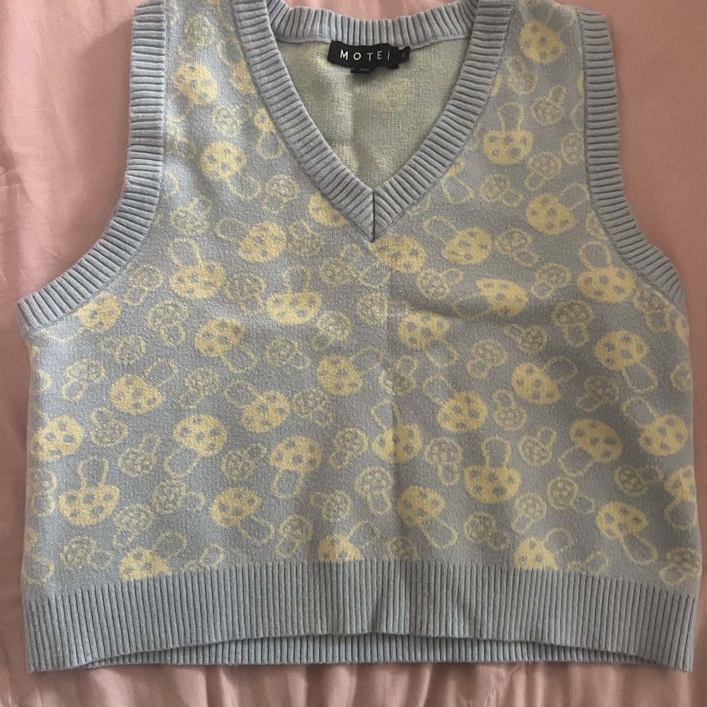 Motel Rocks Gray and Yellow Sweater Vest